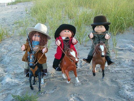 Vin, Ezra and JD Cabbage Patch Dolls on horseback