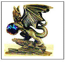 statue of dragon holding a crystal