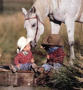 Picture of Two Little Boys and A Horse