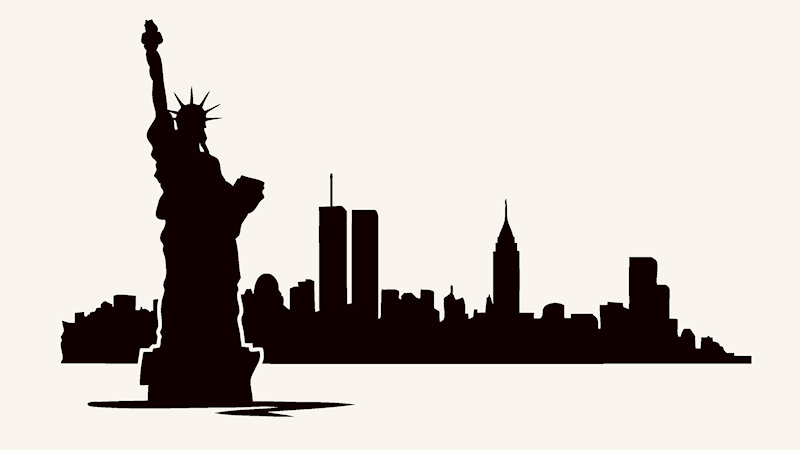 NYC Skyline silhouette with Twin Towers